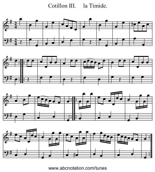 Cotillon III.     la Timide. - staff notation