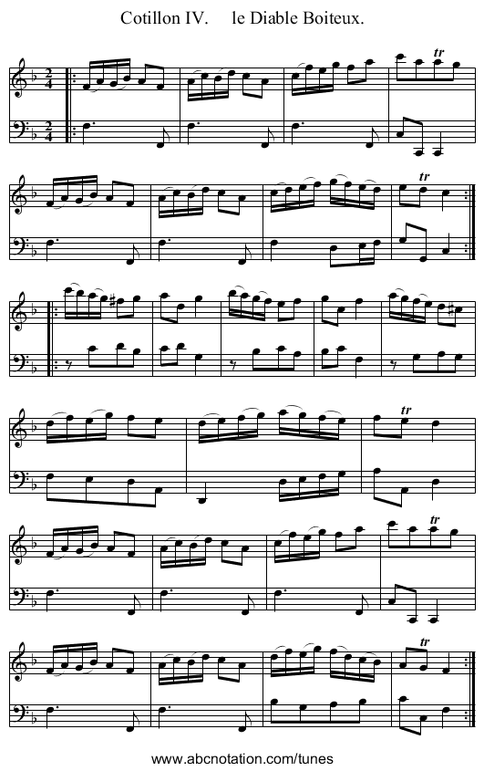 Cotillon IV.     le Diable Boiteux. - staff notation