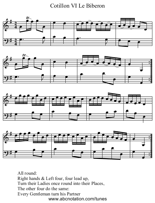Cotillon VI Le Biberon - staff notation