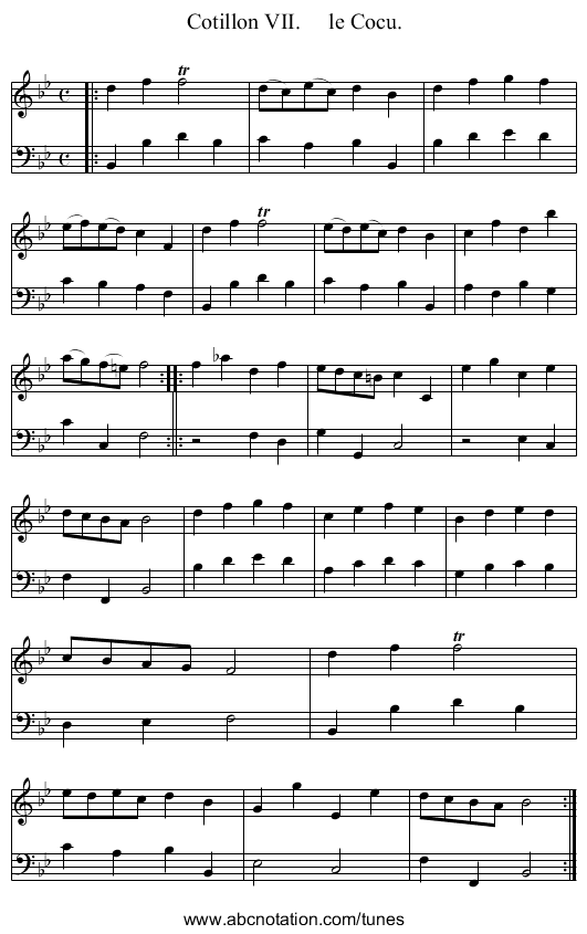 Cotillon VII.     le Cocu. - staff notation