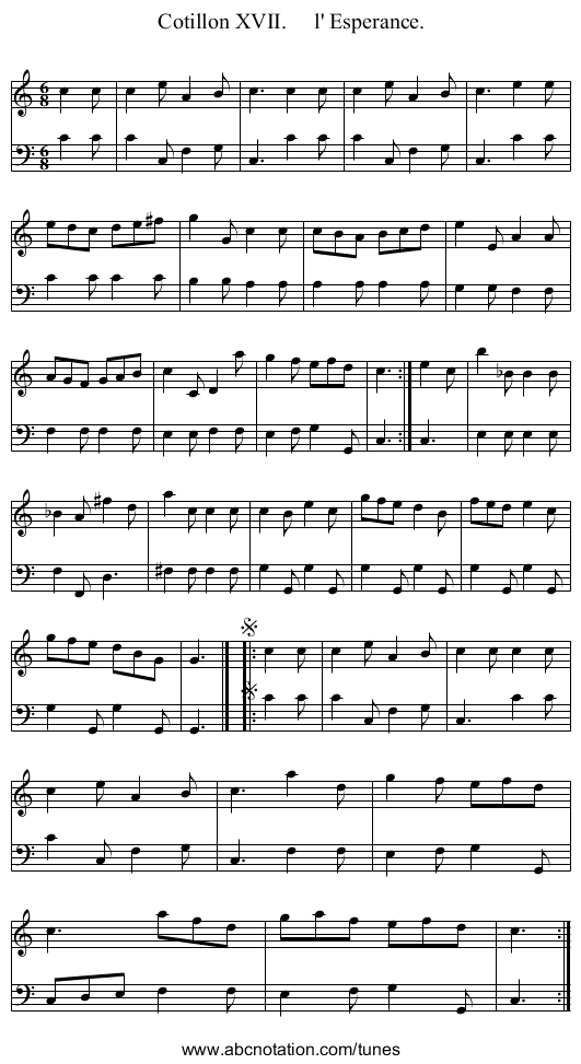 Cotillon XVII.     l' Esperance. - staff notation