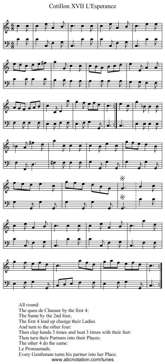 Cotillon XVII L'Esperance - staff notation