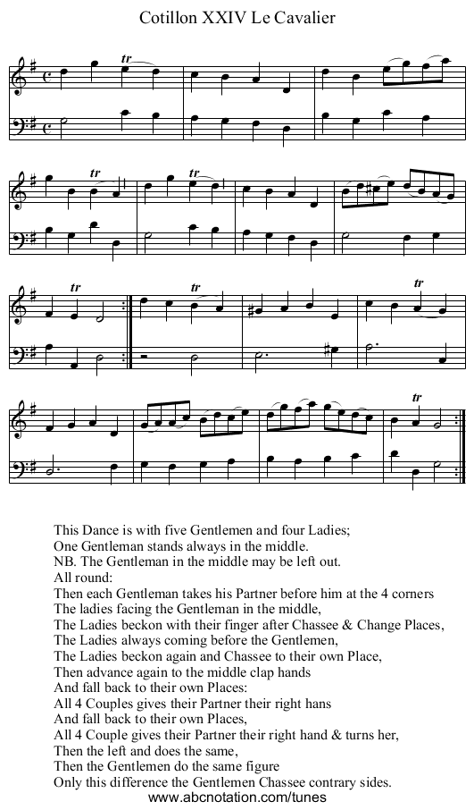 Cotillon XXIV Le Cavalier - staff notation