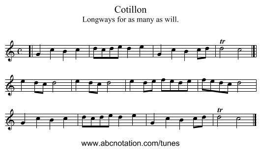 Cotillon - staff notation