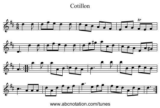 Cotillon - staff notation