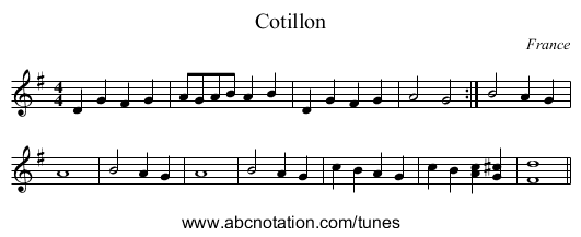 Cotillon - staff notation