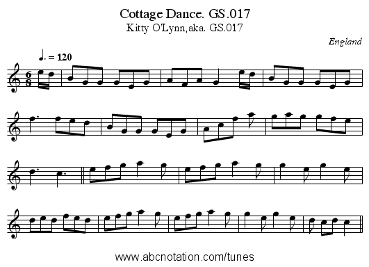 Cottage Dance. GS.017 - staff notation