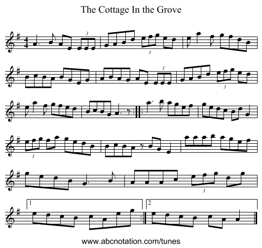 Cottage In the Grove, The - staff notation