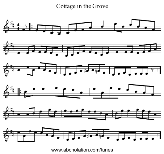 Cottage in the Grove - staff notation