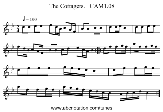 Cottagers.   CAM1.08, The - staff notation