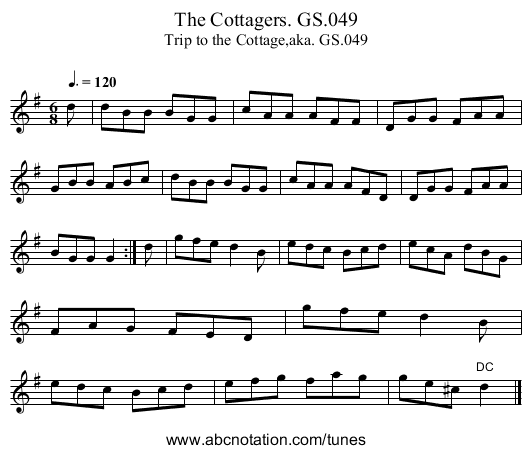 Cottagers. GS.049, The - staff notation