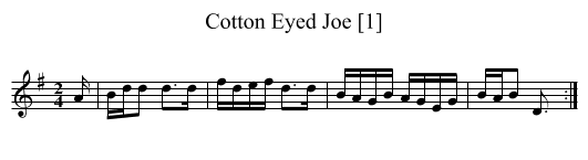 Cotton Eyed Joe [1] - staff notation