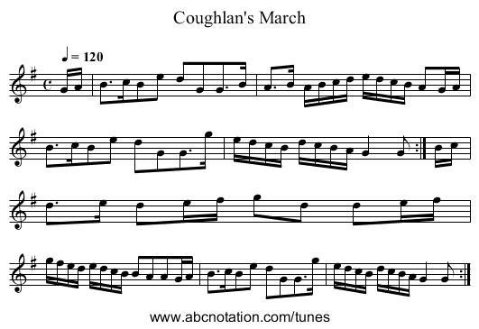 Coughlan's March - staff notation
