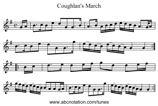 Coughlan's March - staff notation