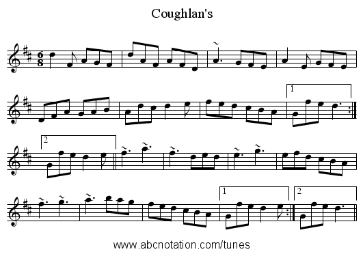Coughlan's - staff notation