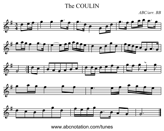 COULIN, The - staff notation