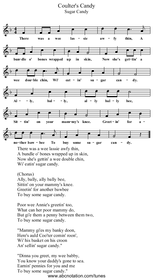 Coulter's Candy - staff notation
