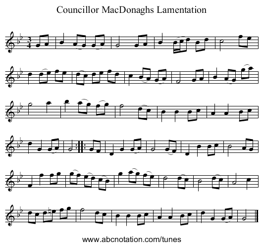 Councillor MacDonaghs Lamentation - staff notation