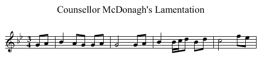 Counsellor McDonagh's Lamentation - staff notation