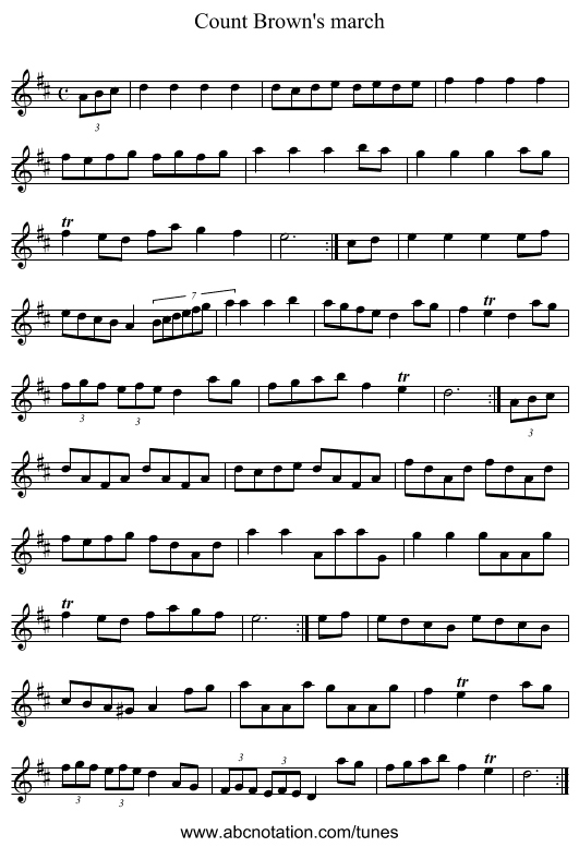 Count Brown's march - staff notation