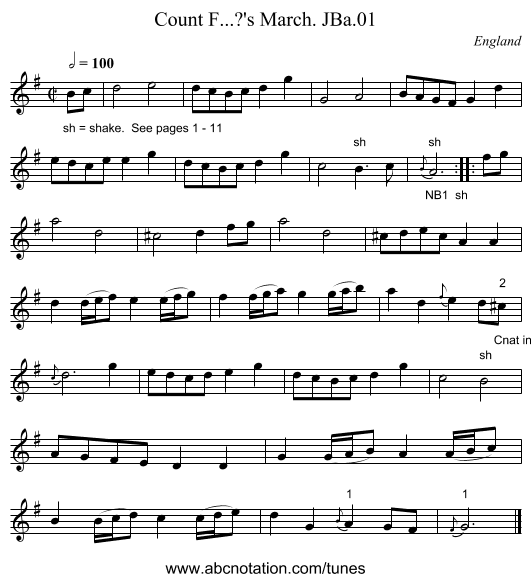 Count F...?'s March. JBa.01 - staff notation