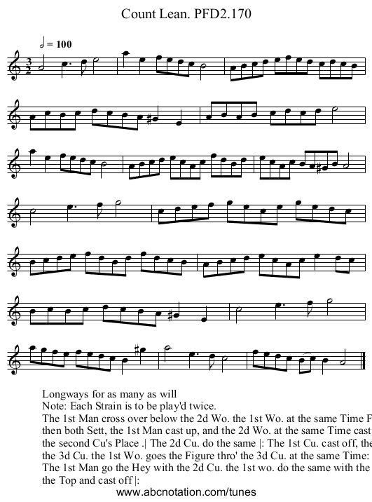 Count Lean. PFD2.170 - staff notation