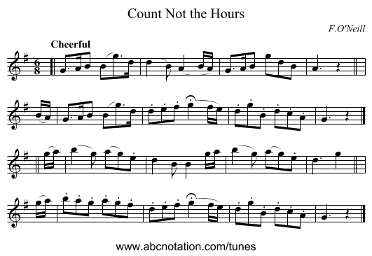 Count Not the Hours - staff notation