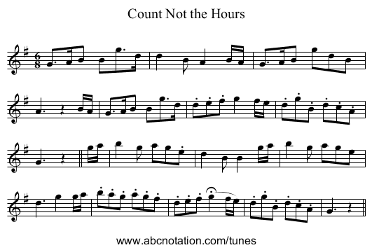 Count Not the Hours - staff notation
