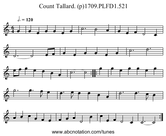 Count Tallard. (p)1709.PLFD1.521 - staff notation