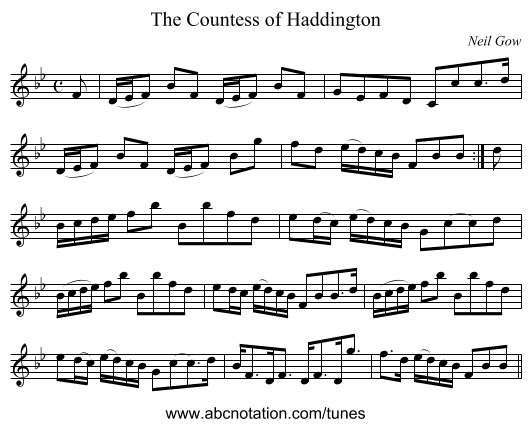 Countess of Haddington, The - staff notation