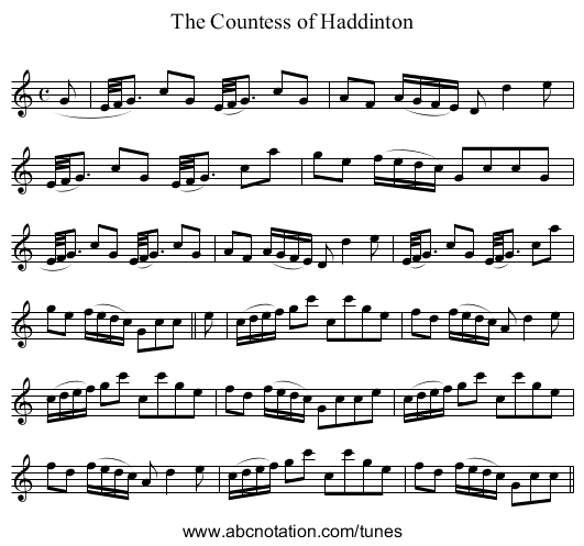 Countess of Haddinton, The - staff notation