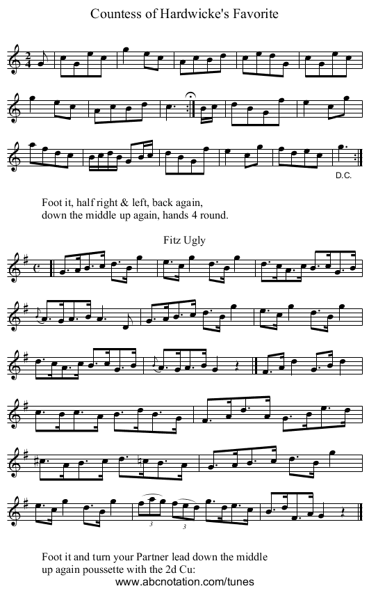 Countess of Hardwicke's Favorite - staff notation