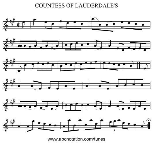 COUNTESS OF LAUDERDALE'S - staff notation