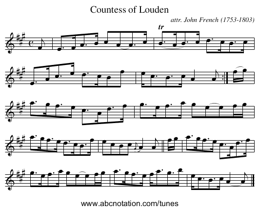 Countess of Louden - staff notation
