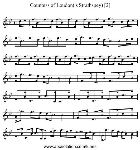 Countess of Loudon('s Strathspey) [2] - staff notation