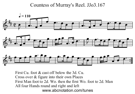 Countess of Murray's Reel. JJo3.167 - staff notation