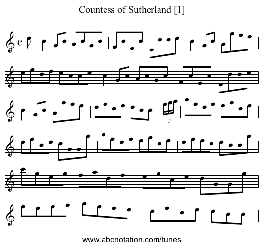 Countess of Sutherland [1] - staff notation