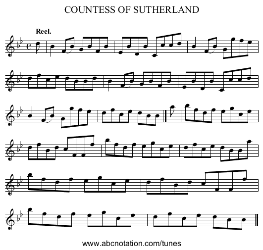 COUNTESS OF SUTHERLAND - staff notation
