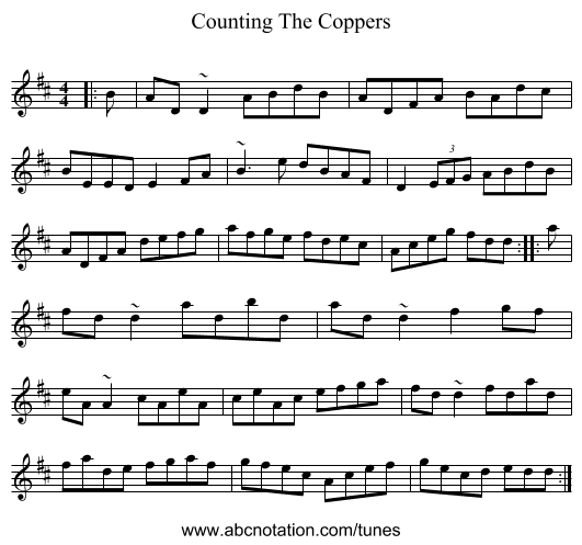 Counting The Coppers - staff notation
