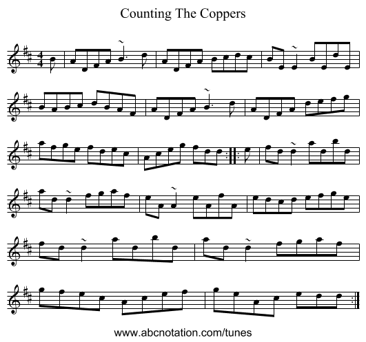 Counting The Coppers - staff notation
