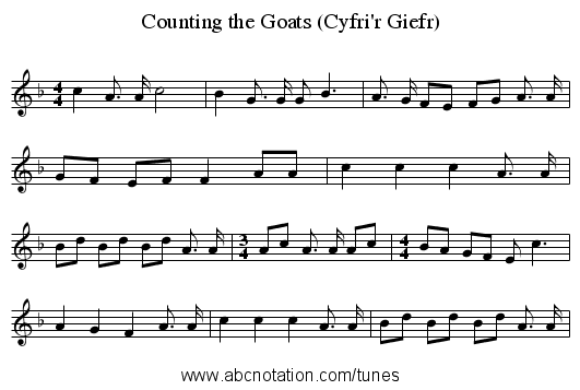 Counting the Goats (Cyfri'r Giefr) - staff notation