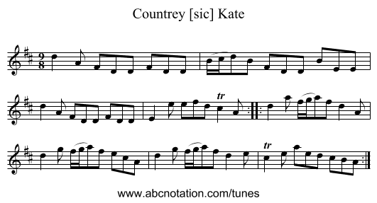 Countrey [sic] Kate - staff notation