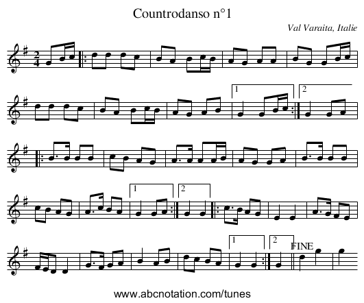 Countrodanso n°1 - staff notation
