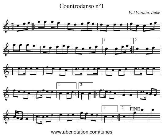 Countrodanso n°1 - staff notation