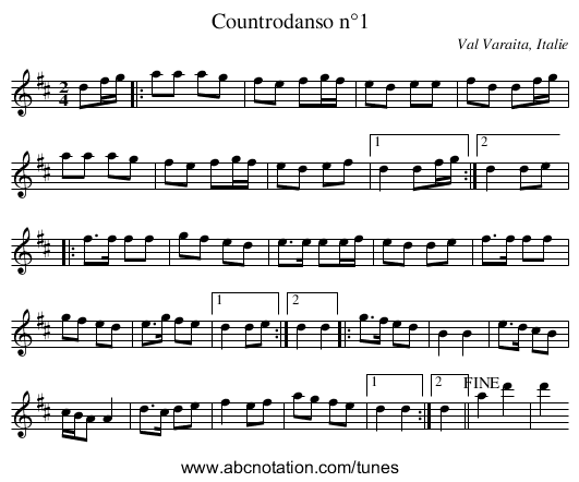 Countrodanso n°1 - staff notation