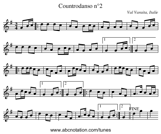 Countrodanso n°2 - staff notation