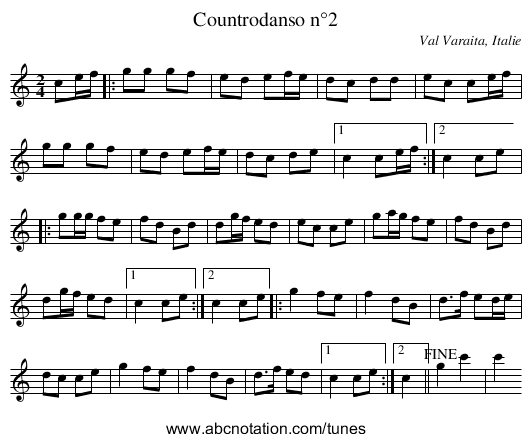 Countrodanso n°2 - staff notation