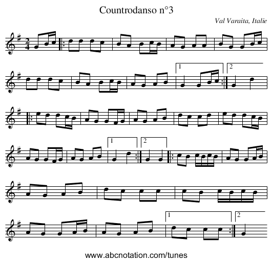 Countrodanso n°3 - staff notation