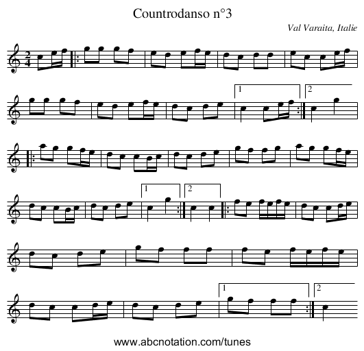 Countrodanso n°3 - staff notation