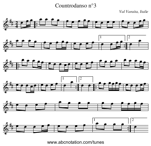 Countrodanso n°3 - staff notation